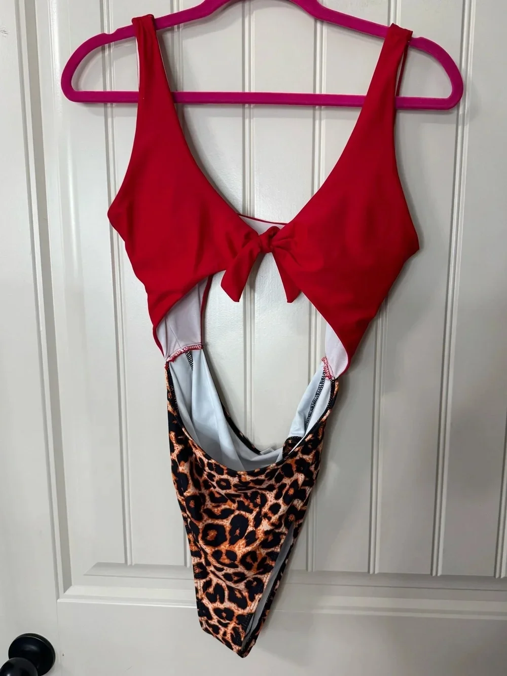 NEW ICON SWIM 🔥 Red & Leopard Cutout One-Piece Swimsuit (Women’s Large)